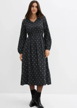 bonprix bonprix Vestido largo de viscosa fluida negro - blanco topos Best