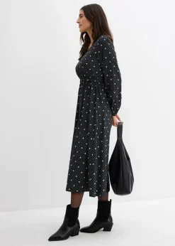 bonprix bonprix Vestido largo de viscosa fluida negro - blanco topos Best