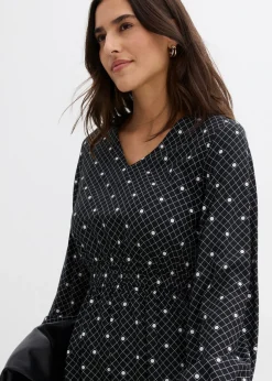 bonprix bonprix Vestido largo de viscosa fluida negro - blanco topos Best
