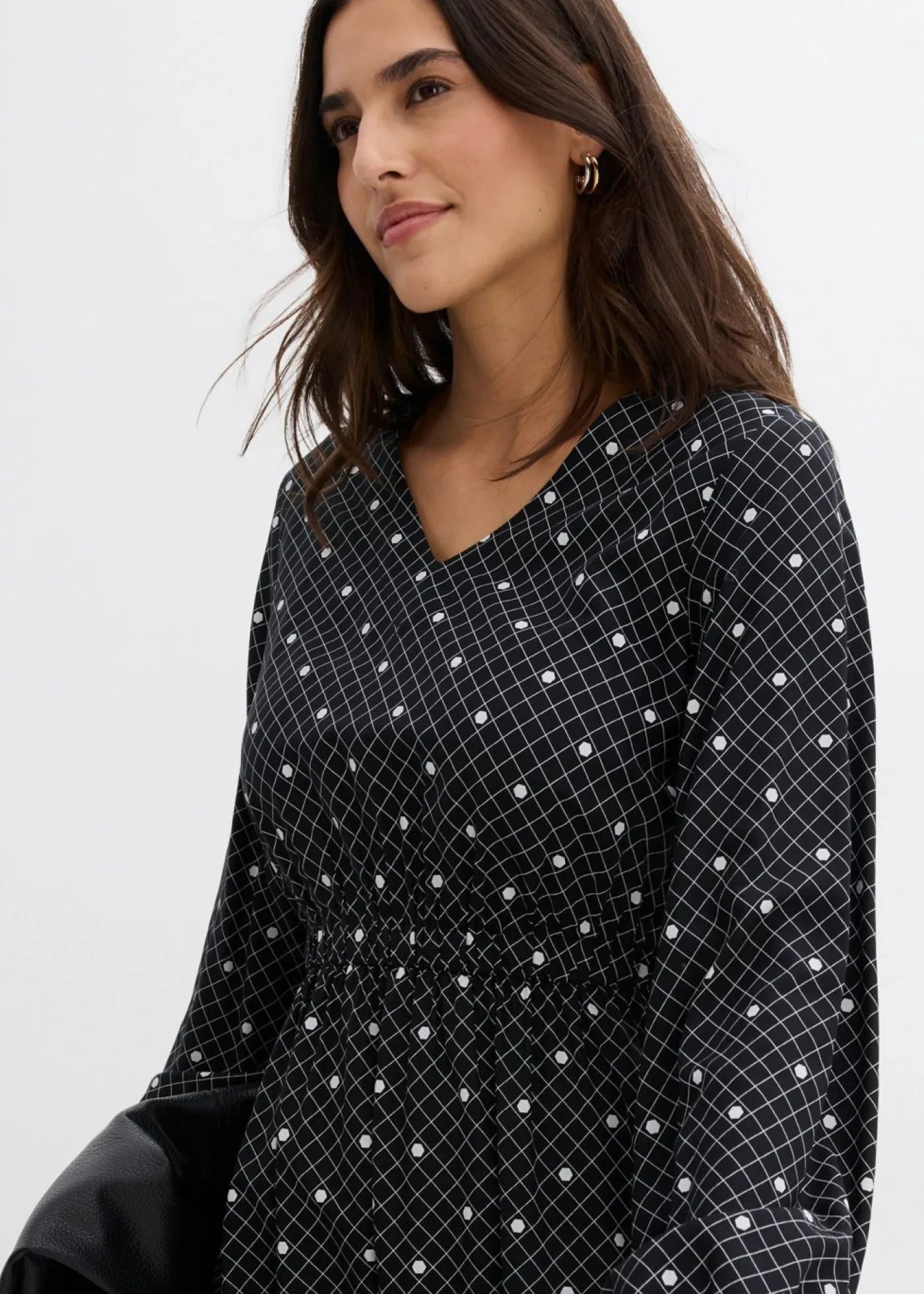 bonprix bonprix Vestido largo de viscosa fluida negro - blanco topos Best