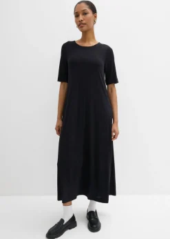 bonprix bonprix Vestido largo en mezcla de modal Negro Outlet