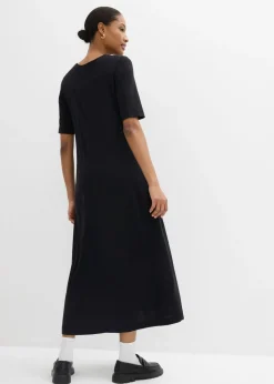bonprix bonprix Vestido largo en mezcla de modal Negro Outlet