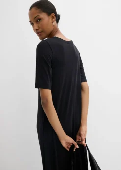 bonprix bonprix Vestido largo en mezcla de modal Negro Outlet