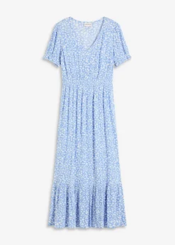 bonprix bonprix Vestido largo estampado azul-blanco con flores Hot