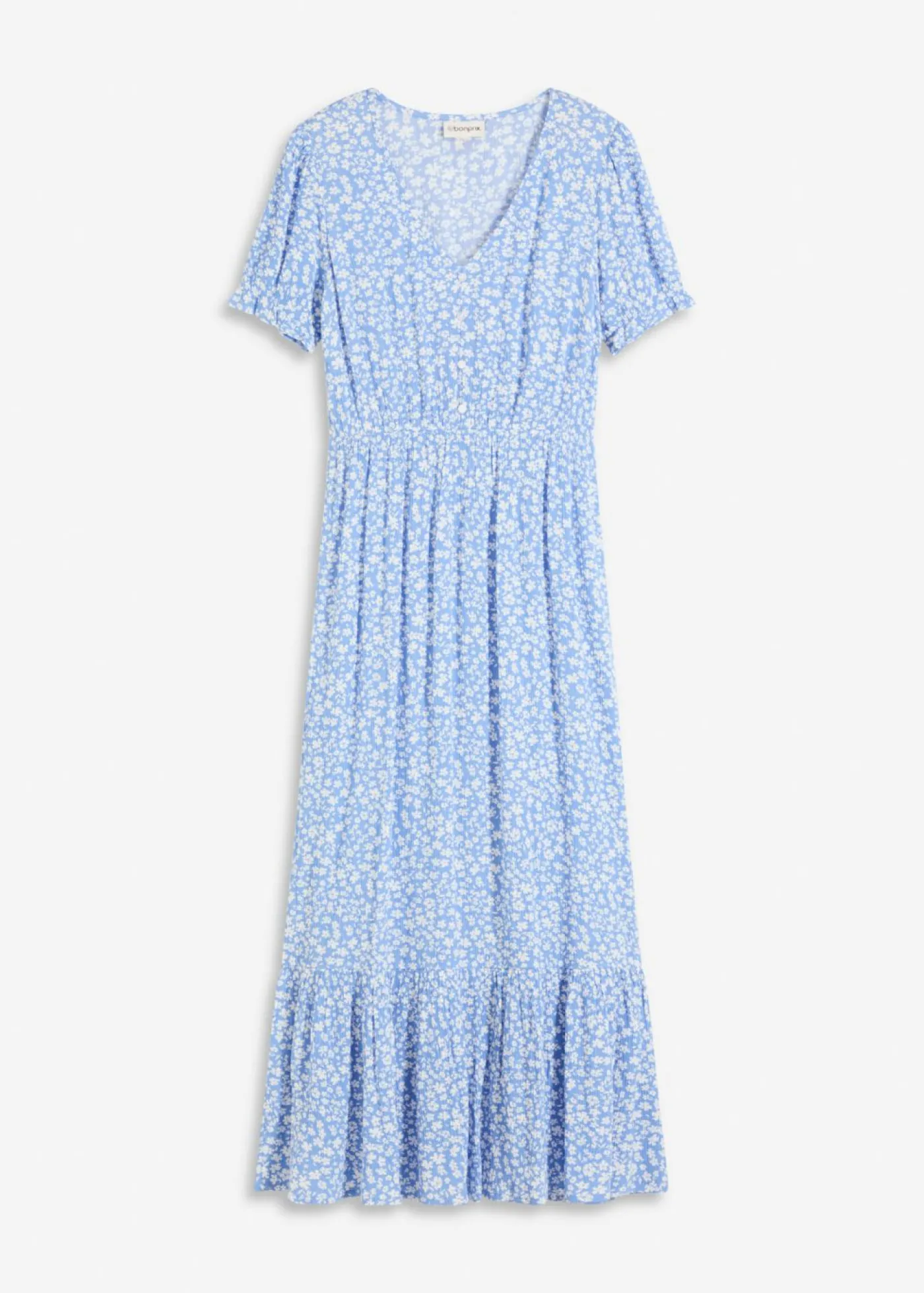 bonprix bonprix Vestido largo estampado azul-blanco con flores Hot