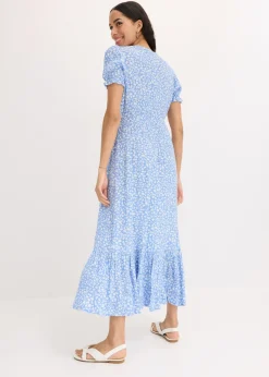 bonprix bonprix Vestido largo estampado azul-blanco con flores Hot