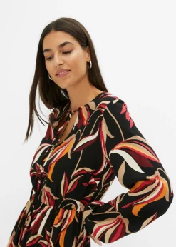 bonprix bonprix Vestido largo estampado Negro Clearance