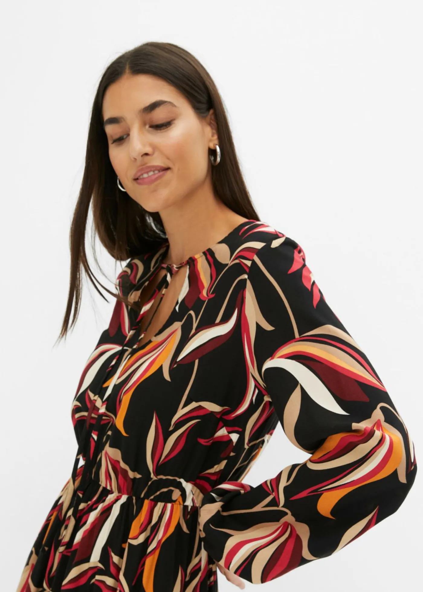 bonprix bonprix Vestido largo estampado Negro Clearance
