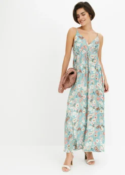 bonprix bonprix Vestido largo estampado menta con flores Discount