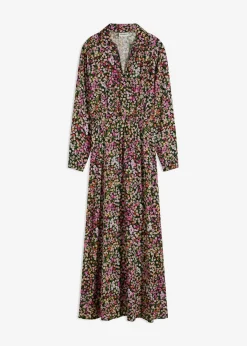 bonprix bonprix Vestido largo estampado rosa caliente-verde claro con flores New