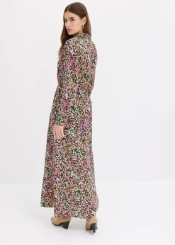 bonprix bonprix Vestido largo estampado rosa caliente-verde claro con flores New