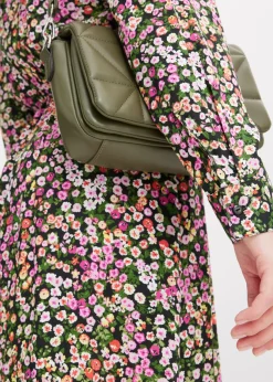 bonprix bonprix Vestido largo estampado rosa caliente-verde claro con flores New