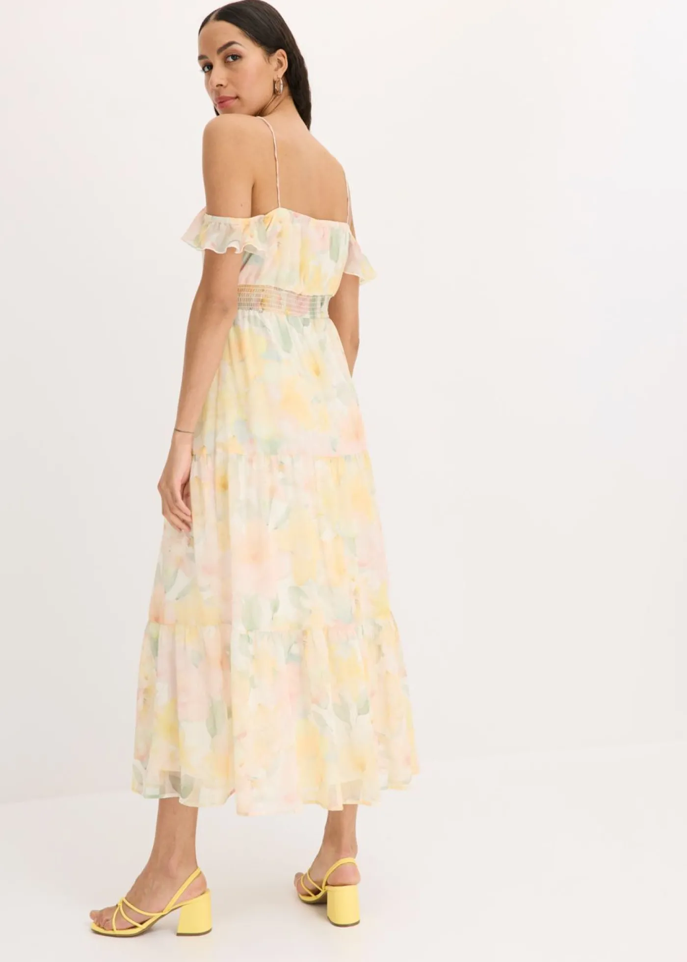bonprix bonprix Vestido largo estampado amarillo primavera