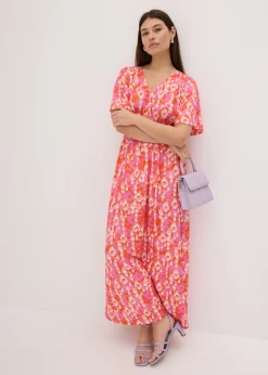 bonprix bonprix Vestido largo estampado rosa caliente New