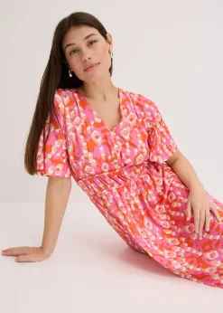 bonprix bonprix Vestido largo estampado rosa caliente New