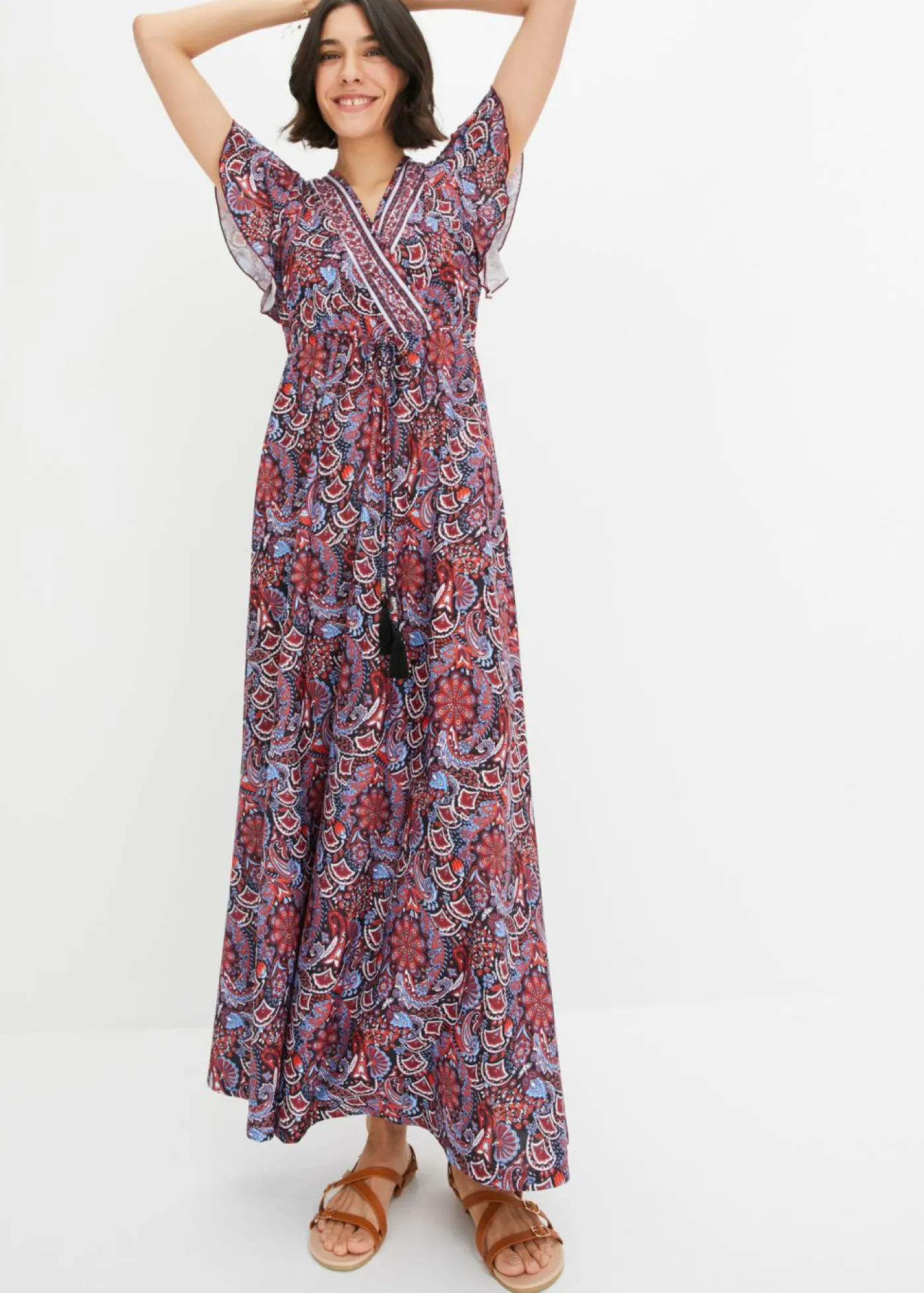 bonprix bonprix Vestido largo estampado Azul-naranja Best
