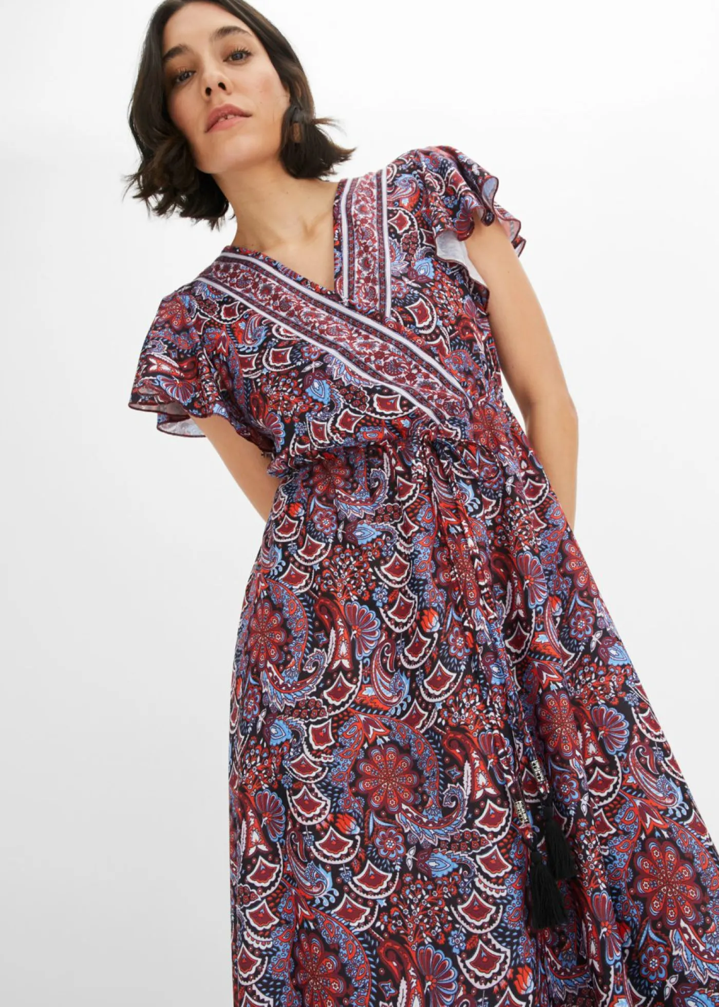 bonprix bonprix Vestido largo estampado Azul-naranja Best