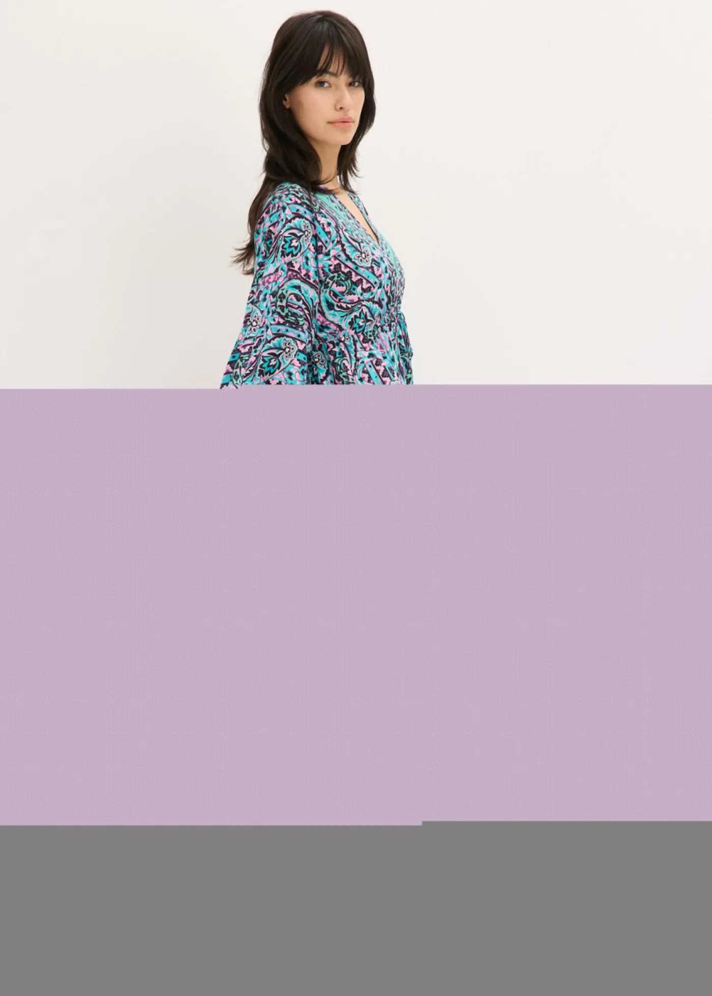 bonprix bonprix Vestido largo estampado de viscosa fluida turquesa/púrpura Online