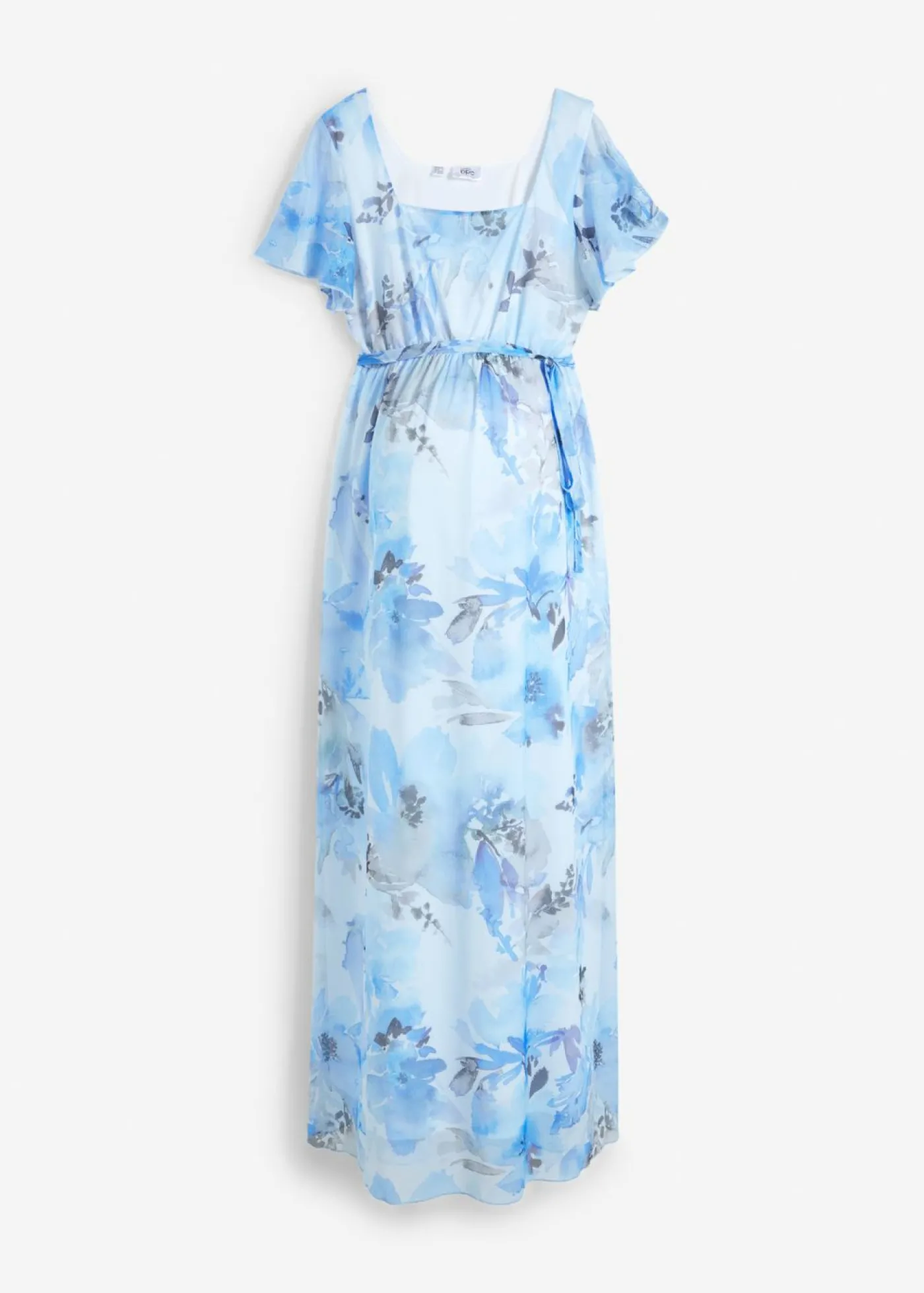bonprix bonprix Vestido largo premamá de malla delicada azul pálido con flores Online