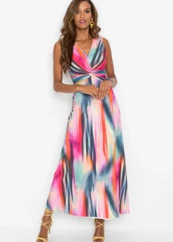 bonprix bonprix Vestido maxi Rosa-rojo-gris oscuro estampado Hot