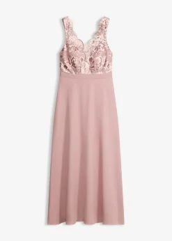 bonprix bonprix Vestido maxi con bordado de lentejuelas palisandro
