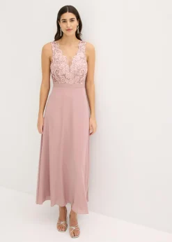bonprix bonprix Vestido maxi con bordado de lentejuelas palisandro