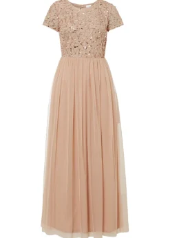 bonprix bonprix Vestido maxi con bordado de lentejuelas rosa pálido Sale