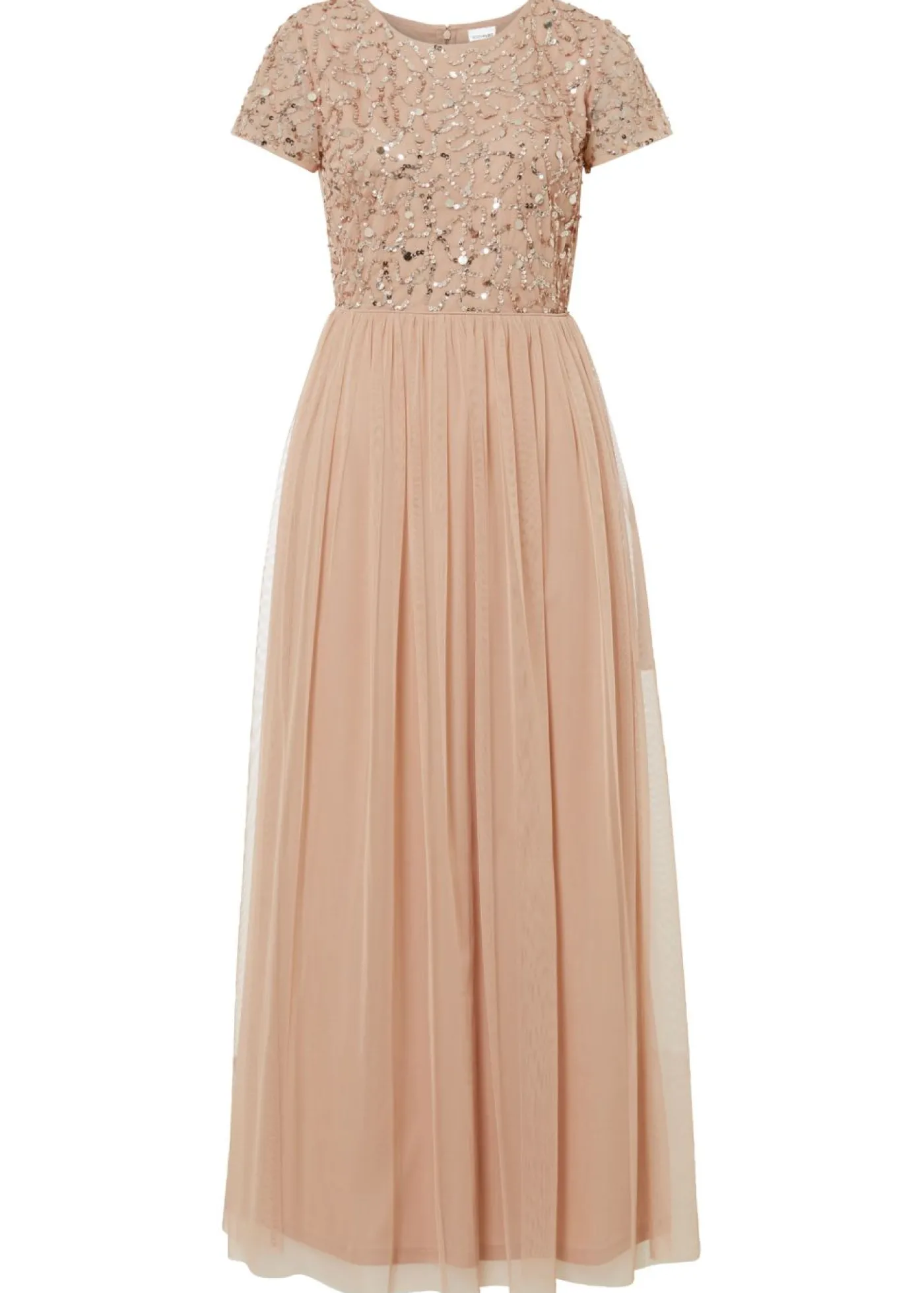 bonprix bonprix Vestido maxi con bordado de lentejuelas rosa pálido Sale