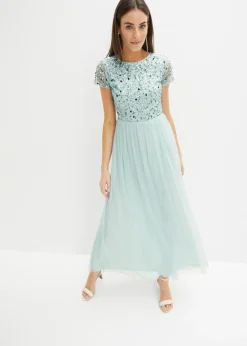 bonprix bonprix Vestido maxi con bordado de lentejuelas menta New