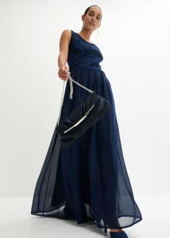 bonprix bonprix Vestido maxi con encaje Azul marino Sale