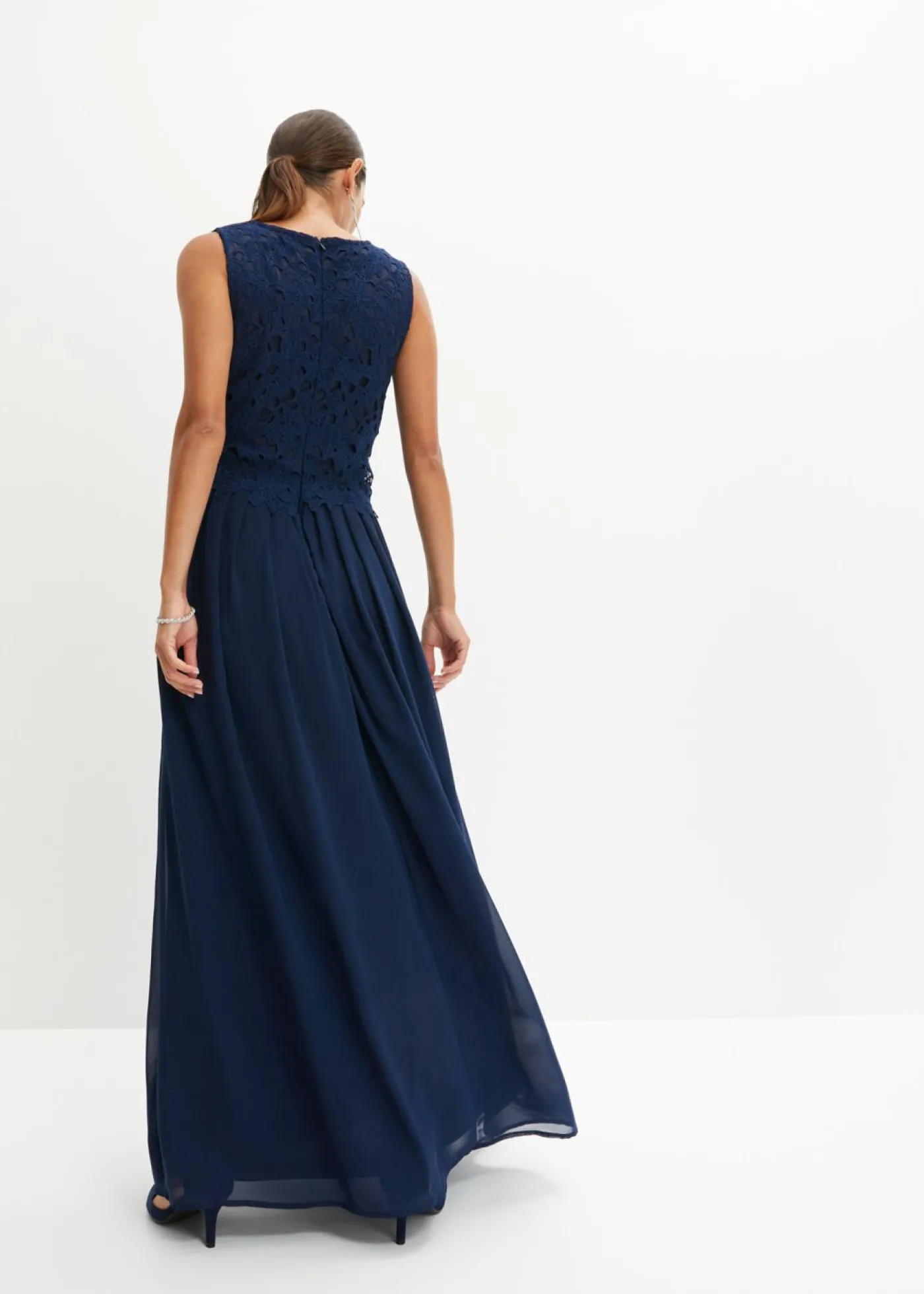 bonprix bonprix Vestido maxi con encaje Azul marino Sale