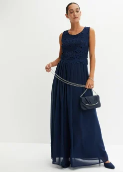 bonprix bonprix Vestido maxi con encaje Azul marino Sale