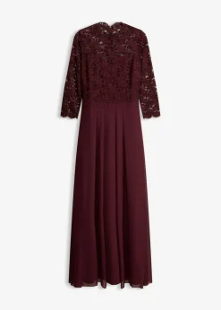 bonprix bonprix Vestido maxi con encaje rojo burdeos