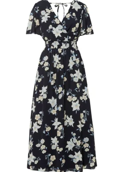 bonprix bonprix Vestido maxi con estampado de flores Azul marino con flores lilas Discount