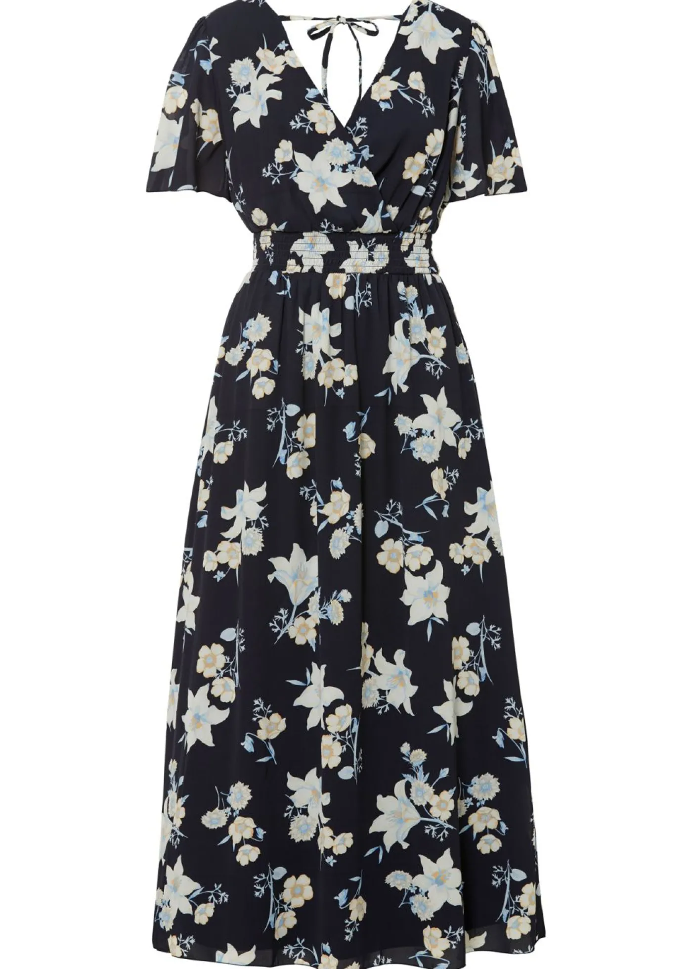 bonprix bonprix Vestido maxi con estampado de flores Azul marino con flores lilas Discount