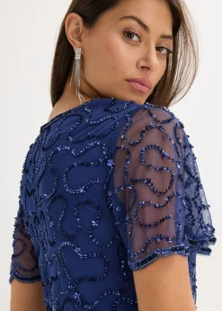 bonprix bonprix Vestido maxi de tul fino con bordado de lentejuelas menta cristal New