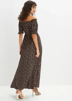 bonprix bonprix Vestido maxi de viscosa pura Negro con flores New