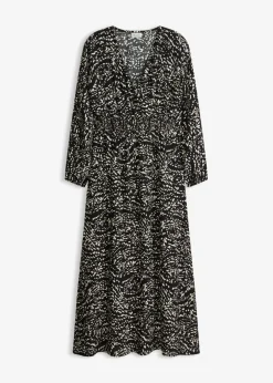 bonprix bonprix Vestido maxi de viscosa pura Negro-blanco Outlet