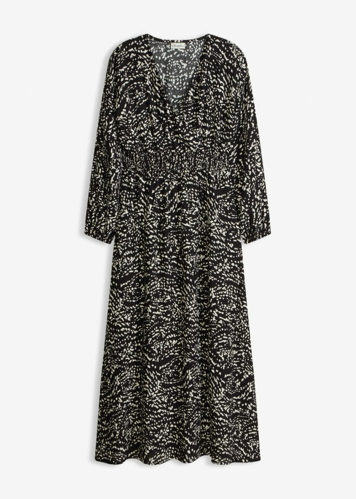 bonprix bonprix Vestido maxi de viscosa pura Negro-blanco Outlet