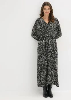 bonprix bonprix Vestido maxi de viscosa pura Negro-blanco Outlet