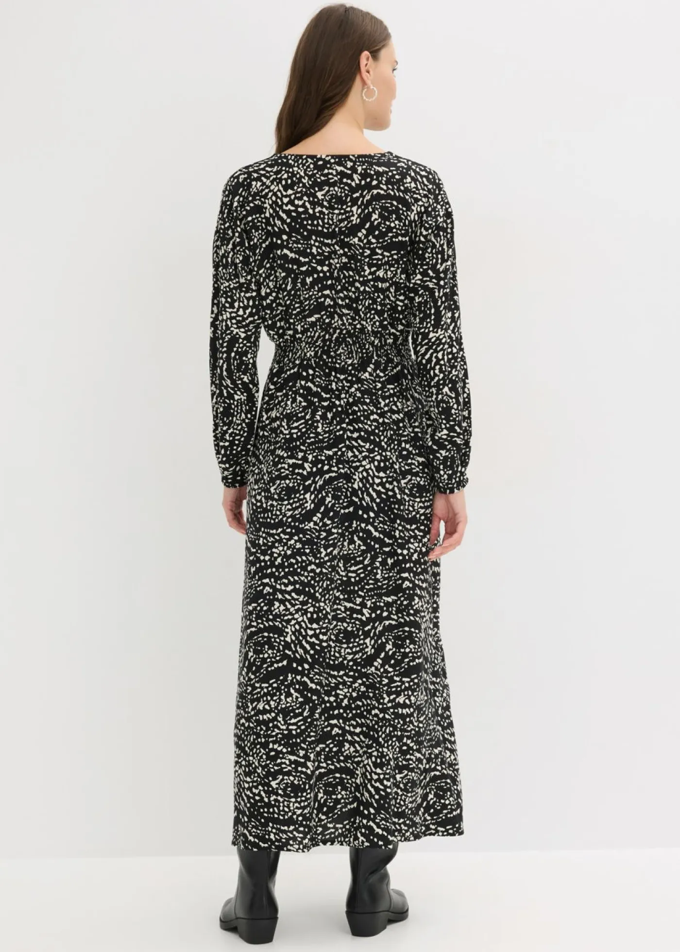 bonprix bonprix Vestido maxi de viscosa pura Negro-blanco Outlet