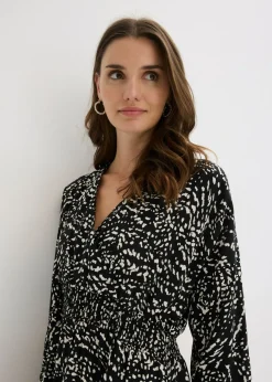 bonprix bonprix Vestido maxi de viscosa pura Negro-blanco Outlet