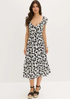 bonprix bonprix Vestido midi blanco lana-negro-azul genciana Hot