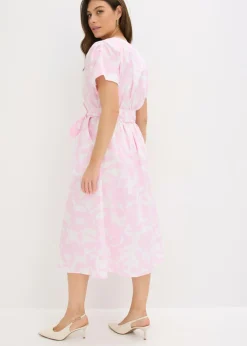 bonprix bonprix Vestido midi Rosa cristal/blanco de flores Clearance