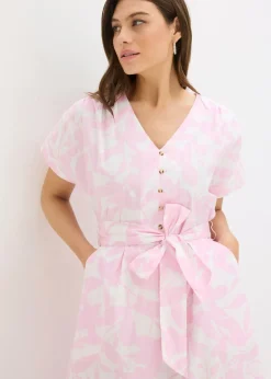 bonprix bonprix Vestido midi Rosa cristal/blanco de flores Clearance