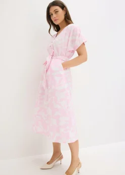 bonprix bonprix Vestido midi Rosa cristal/blanco de flores Clearance