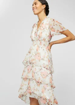 bonprix bonprix Vestido midi blanco con flores