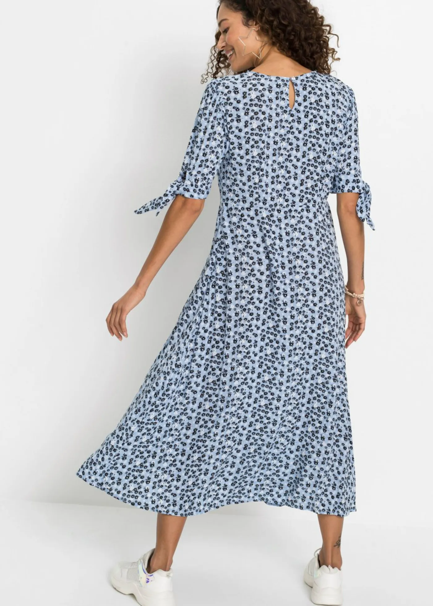 bonprix bonprix Vestido midi azul perla floral Clearance