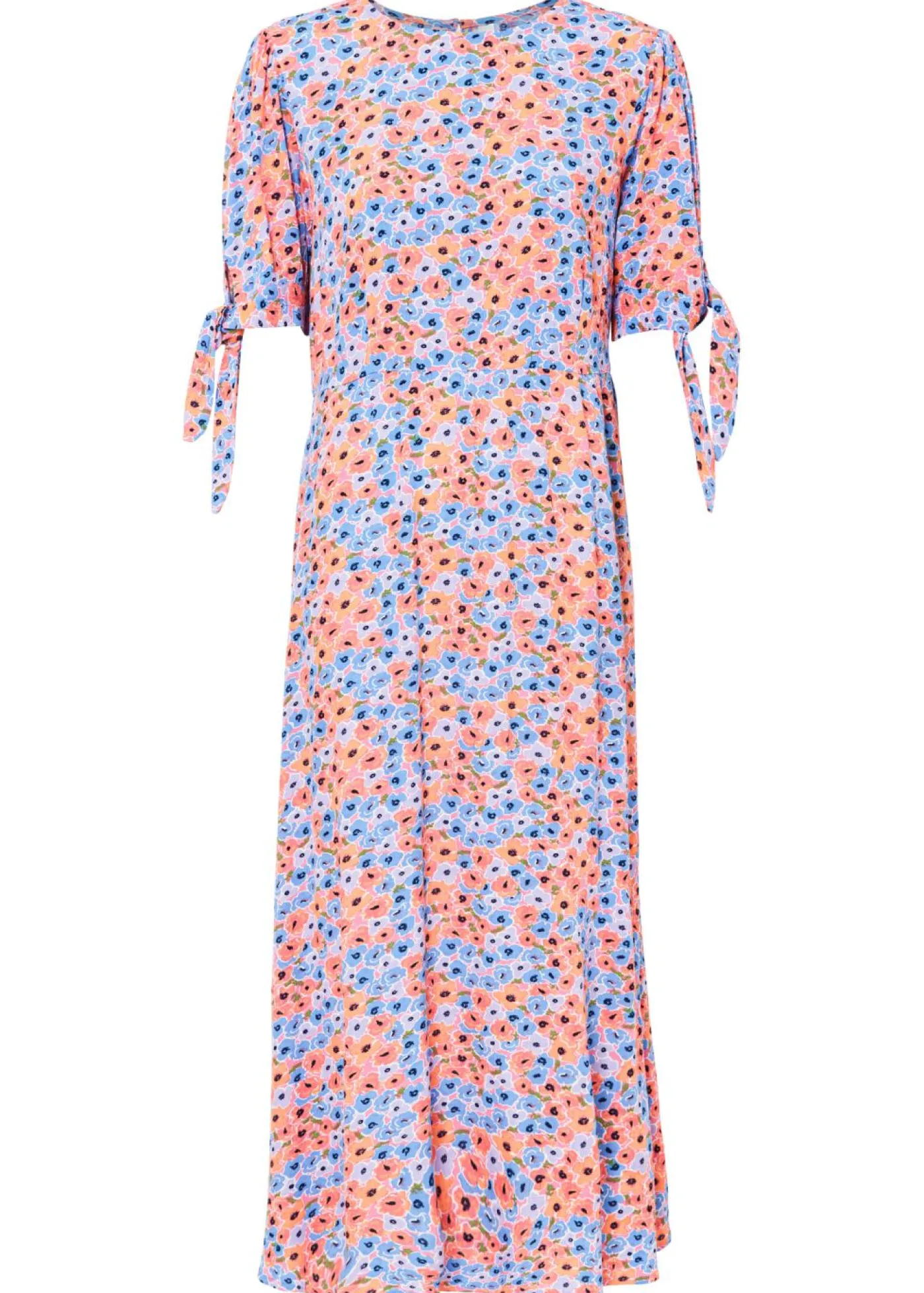 bonprix bonprix Vestido midi violeta claro/narajna suave con flores New