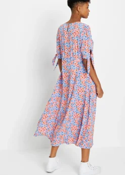 bonprix bonprix Vestido midi violeta claro/narajna suave con flores New